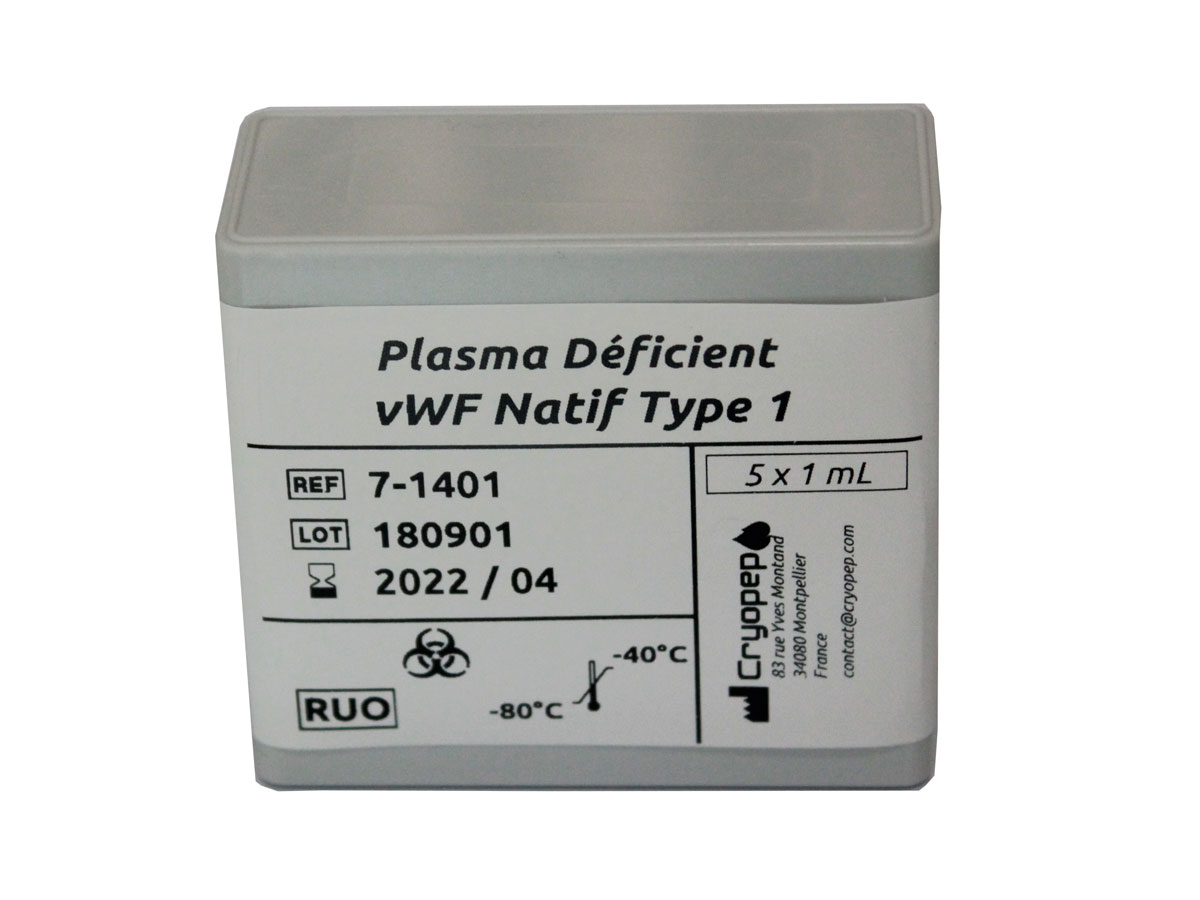 Deficient Human Plasma in Native VWF (VWD Type 1)