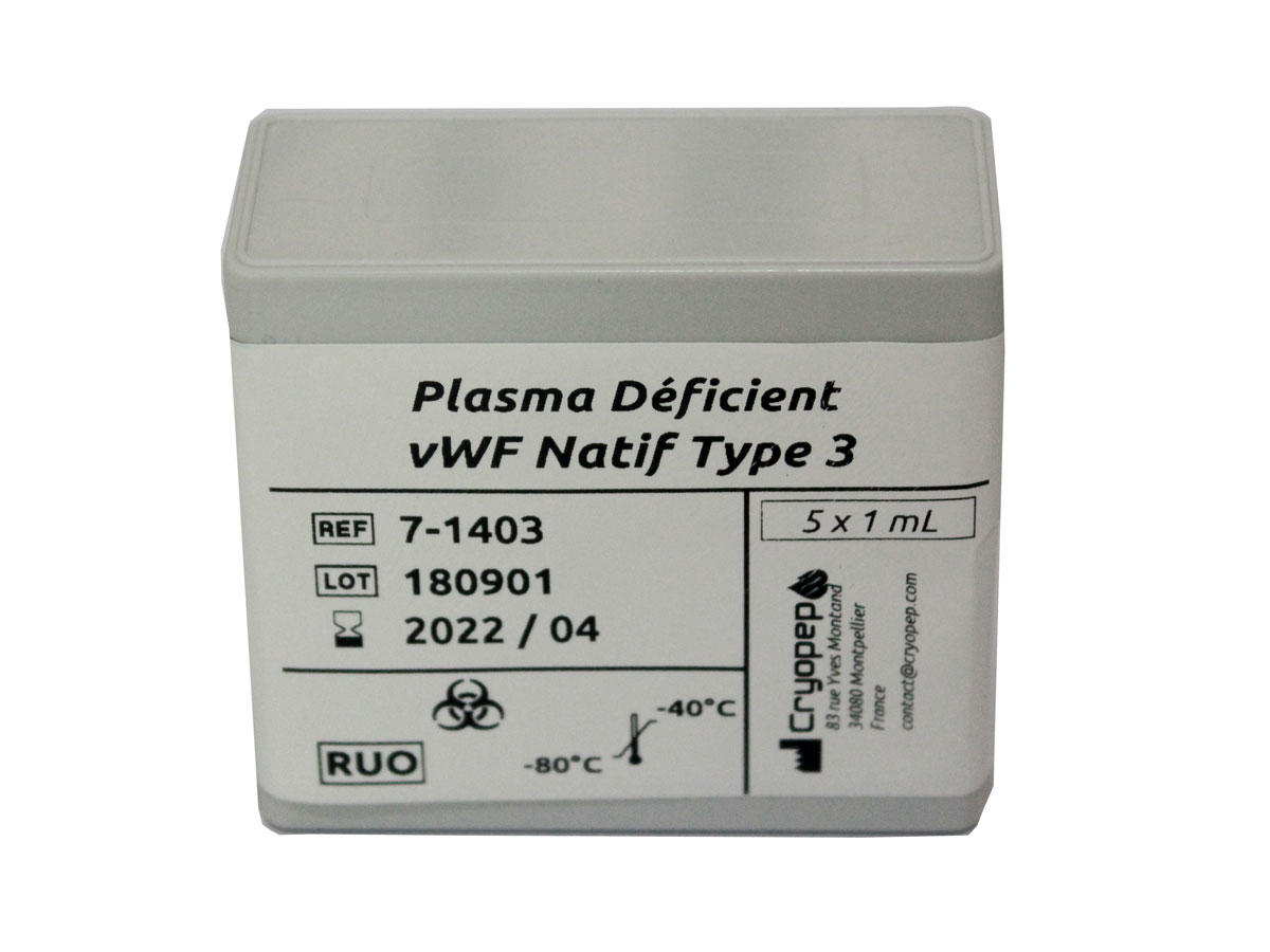 Deficient Human Plasma in Native VWF (VWD Type 3)