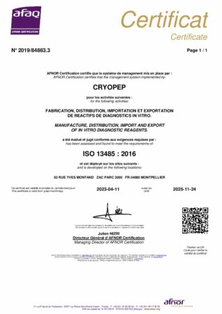 CRYOPEP_ISO_n°13485